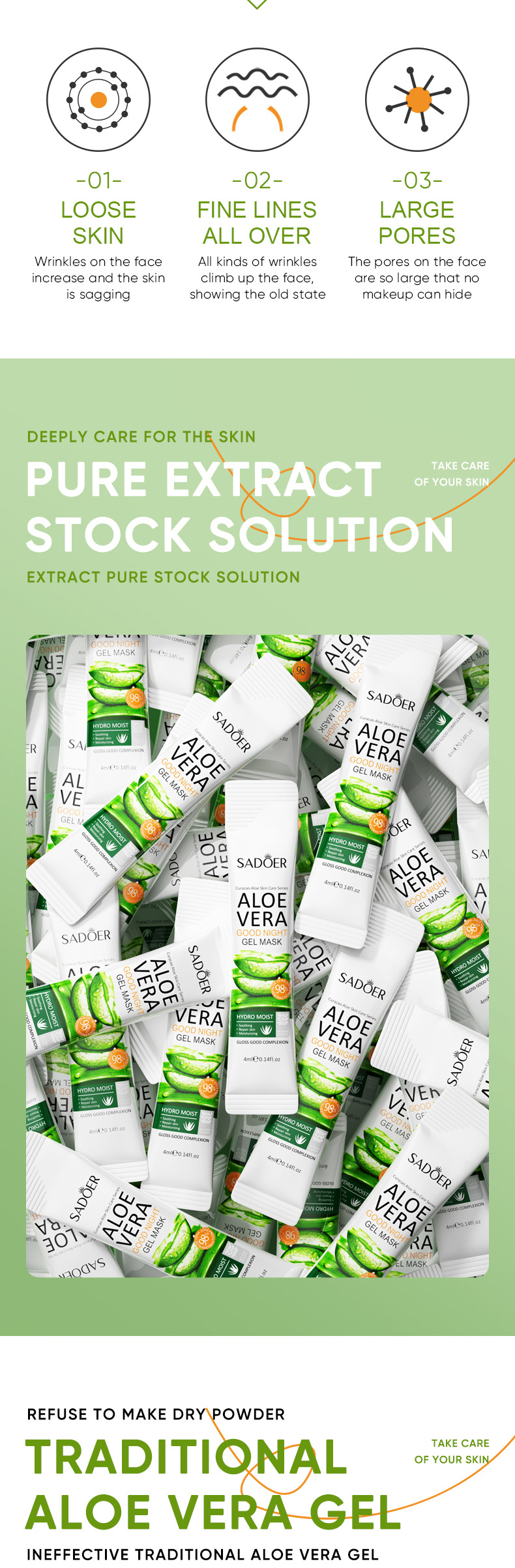 SADOER All English Aloe Night Frozen Film Water Feuchtigkeitsspendende Gesichtsmaske ohne Abstriche_voghion.com