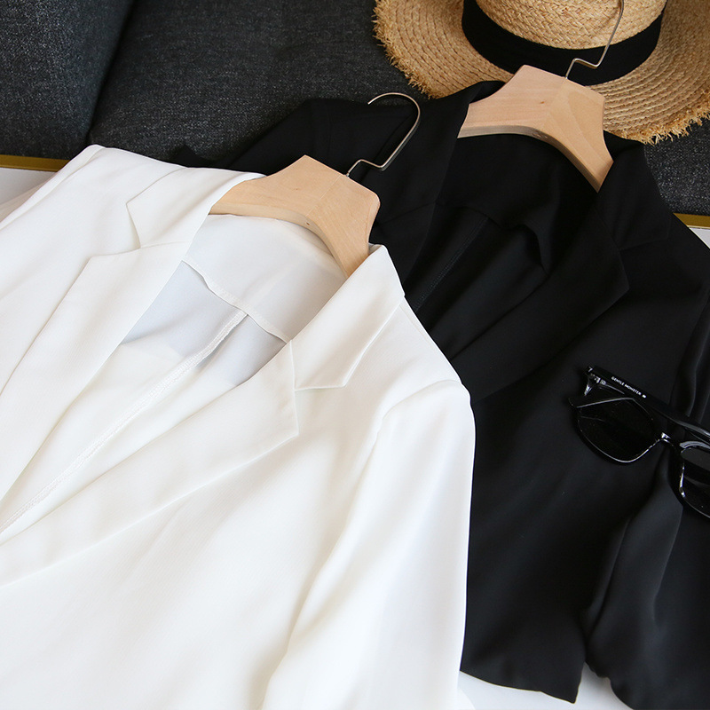 Women's Large Size Chiffon Blazer Women's Summer New Thin Drape Single Piece Casual Light Top