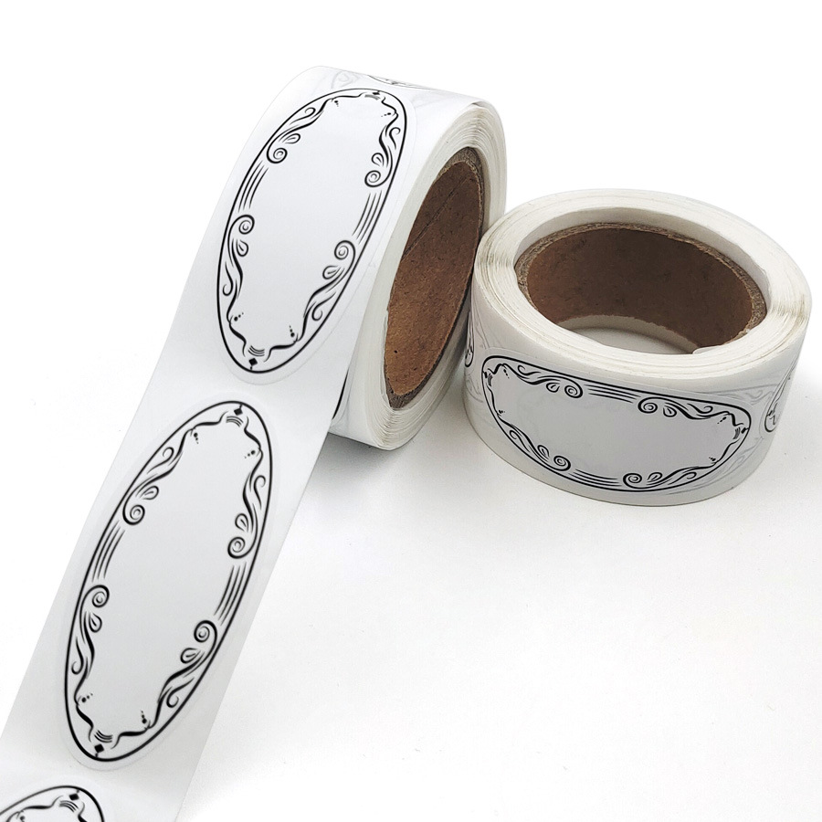 Comercio exterior venta caliente spot rollo blanco oval etiqueta de escritura etiqueta etiqueta de latas etiqueta de alimentos