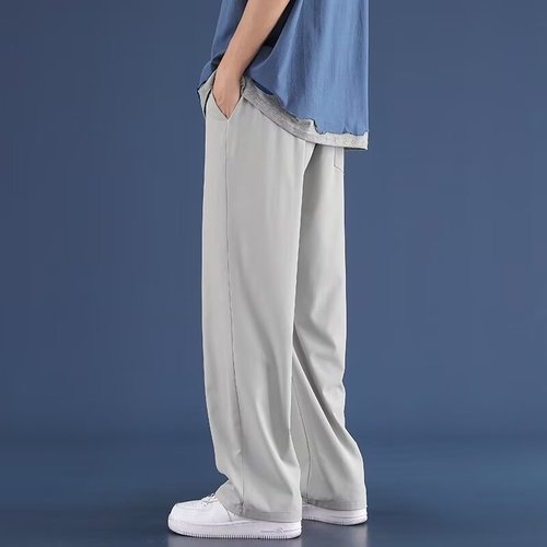 Relaxed casual pants for men, Korean style, trendy and versatile pants, summer thin model, falling sense wide-leg floor-length pants, stylish