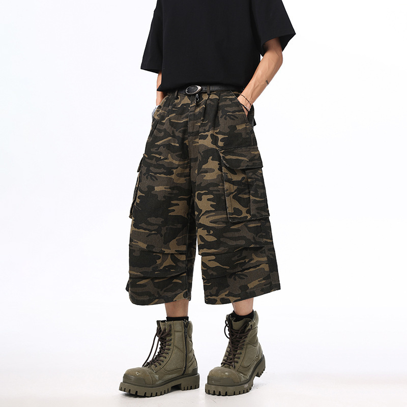 Spring and Summer New Arrival Men's Cropped Shorts Summer Men's Casual Fashion Sports All-match High Street Workwear Camouflage Cropped Pants