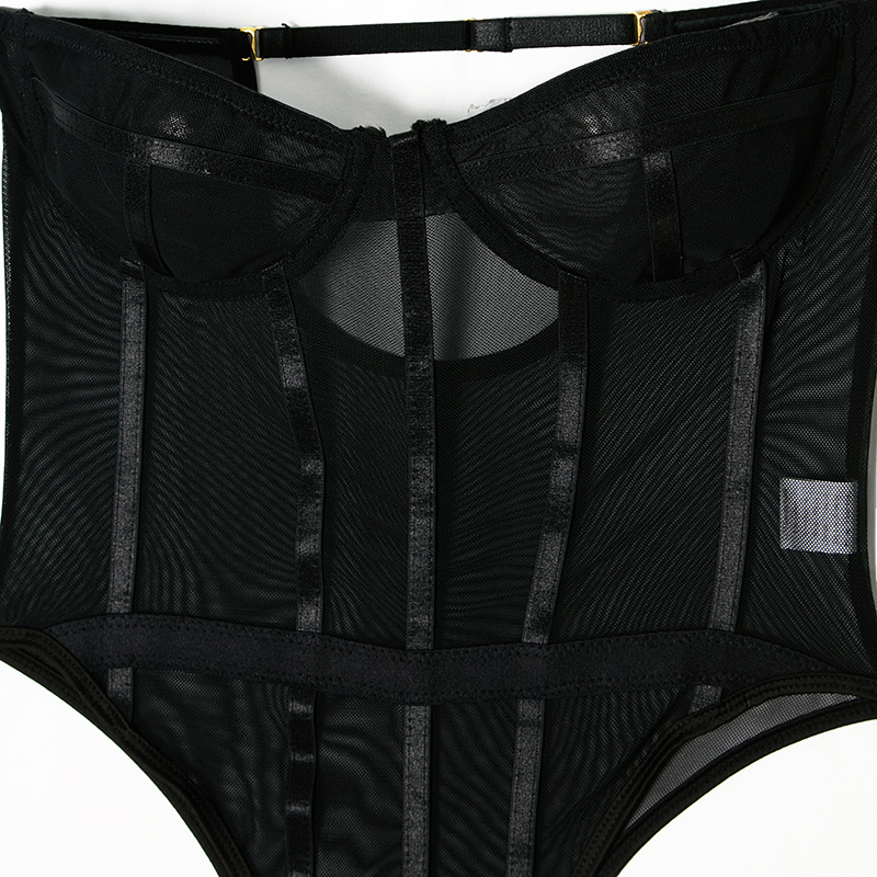 Primavera y verano transfronterizos nueva red de comercio exterior con ropa interior de goma europea y americana perspectiva sexy abertura del pecho de la camiseta de moldeo image 3