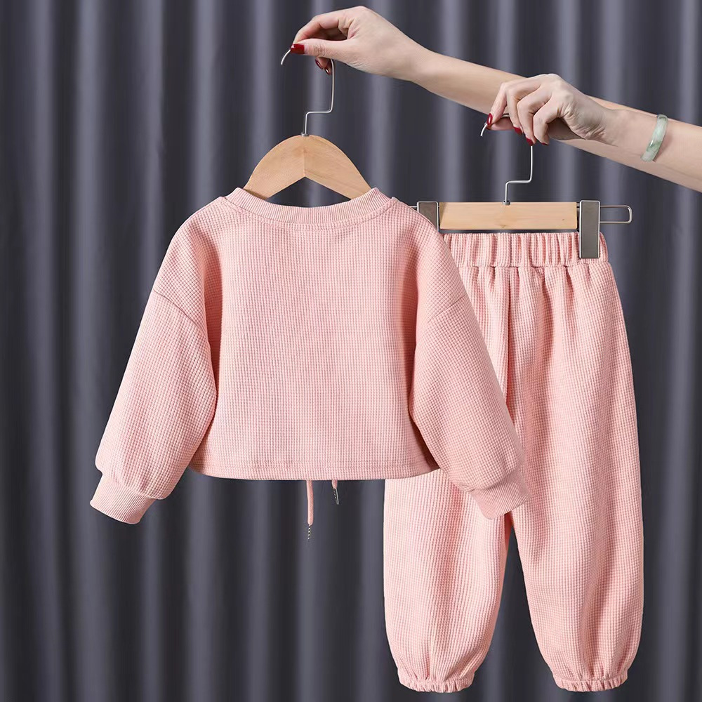 Pants Sets Sets Type Basic Cartoon Solid Color Cotton Girls Clothing Sets