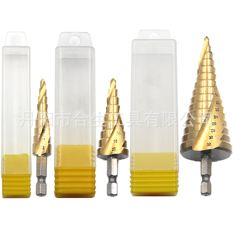 Cross-border 3 piezas mango hexagonal ranura en espiral de titanio plateado 4-12/4-20/4-32 paso taladro traje taladro eléctrico transfronterizo