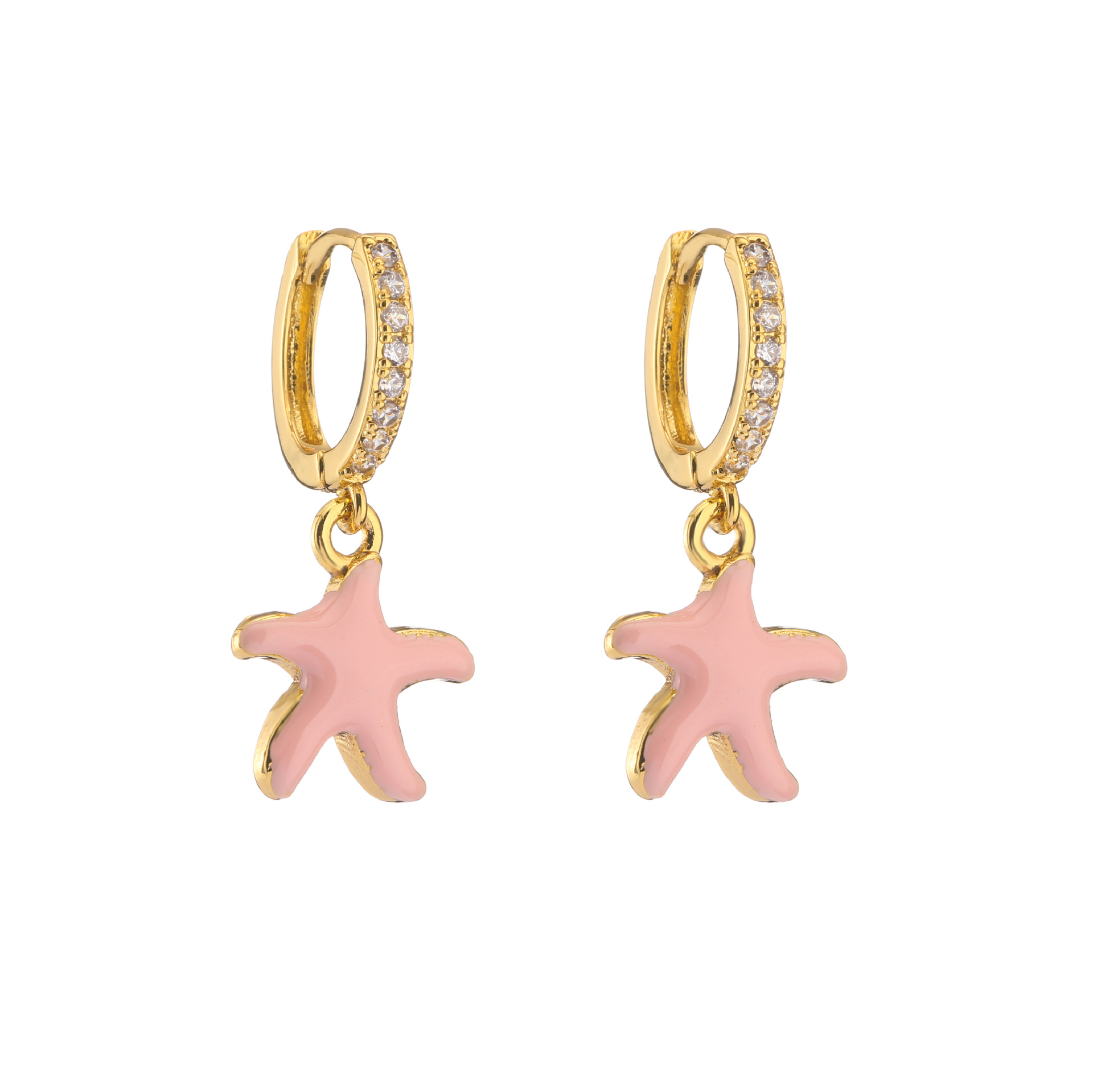 Retro Micro-inlaid Zircon Oil Drop Color Heart Starfish Lightning Earrings display picture 37