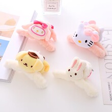 新款秋冬卡通三丽鸥毛绒抓夹ins可爱甜美少女后脑勺发夹批发头饰