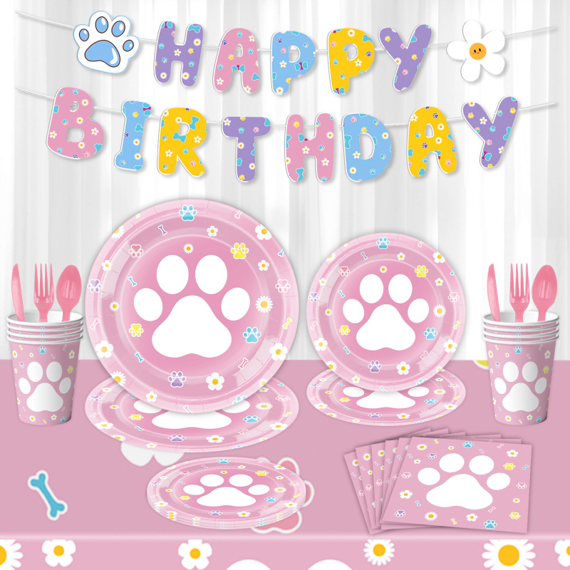 Amazon's New Colorful Dog Paw Theme Party Decoration Supplies Disposable Paper Plates, Paper Towels, Tablecloths, Flags and Banners Amazon's New Colorful Dog Paw Theme Party Decoration Supplies Disposable Paper Plates, Paper Towels, Tablecloths, Flags and Banners