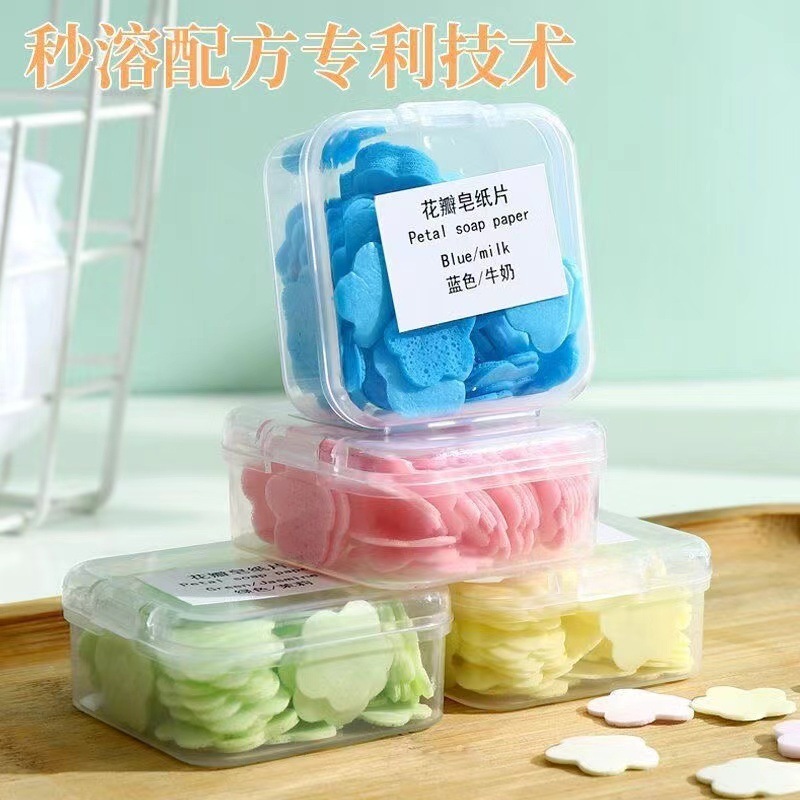 携帯用ハンドソープペーパー、学生や子供向け、使い捨て、旅行用、ミニ花びら型ソープペーパー、箱入り|undefined