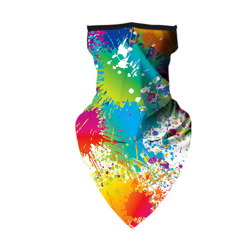 Impresión digital 3D, salpicaduras de tinta, toallitas triangulares para ciclismo al aire libre, protector solar transpirable, orejas colgantes, máscara multiusos para fijar Z