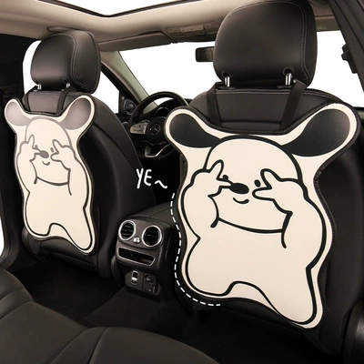 Bieye Little Rabbit Puppy Anti-Kick Pad Car Seat Back Anti-Stain Anti-Scratch Pad Cartoon Cute All-Season Universal Pu Protection