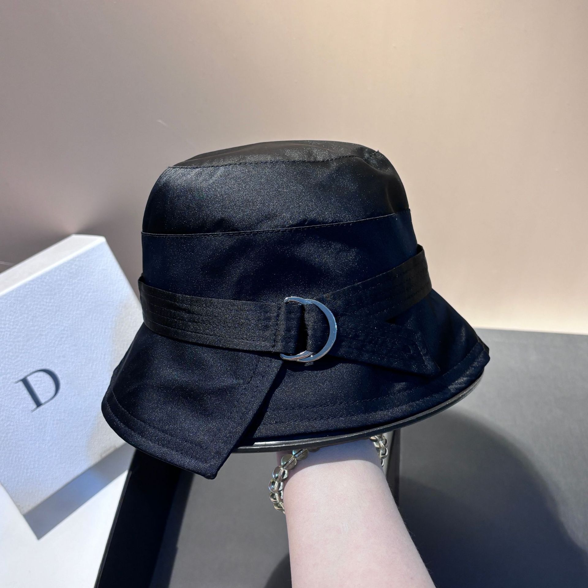 Spring/Summer New Acetate Fabric Belted Bucket Hat - Fashion Casual Youthful Versatile Luxury Designer Hat For Women
