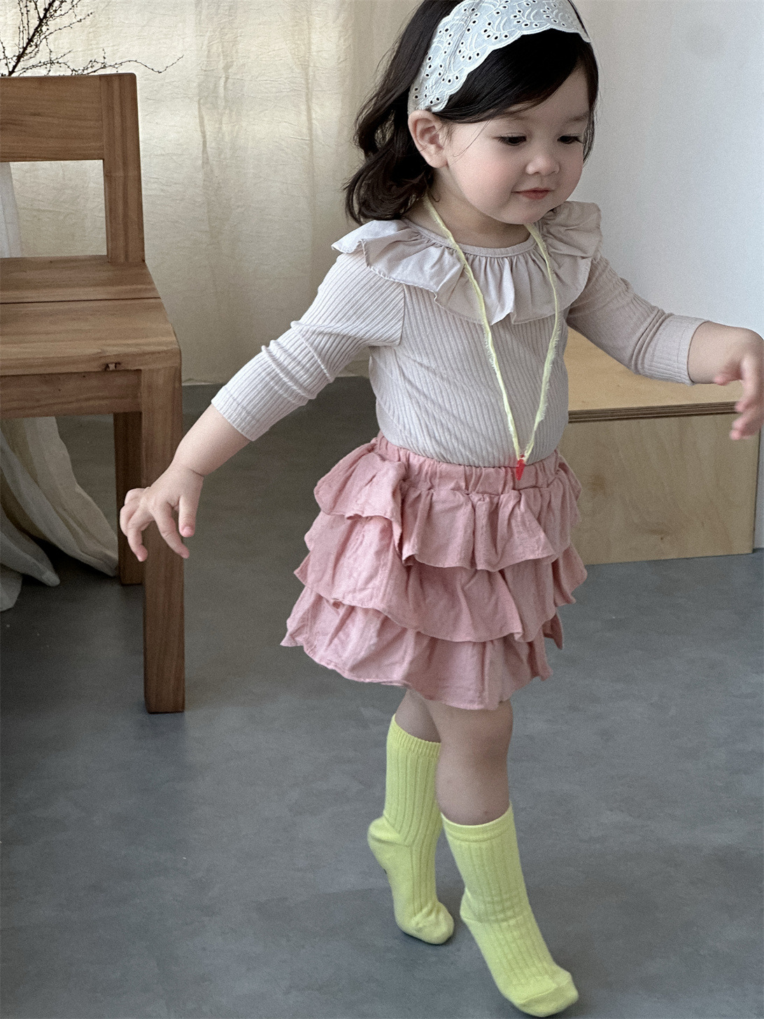 Conjunto de Blusa y Falda Corta Mameluco para Niñas de Algodón, Manga larga para Otoño