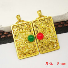 镀金镂空龙凤镶石吊坠民族风文玩配饰情侣款饰品配件男女同款批发