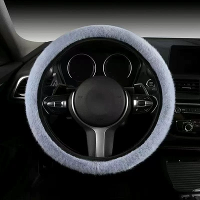 Internet Celebrity Cat Ear Plush Car Steering Wheel Cover Cute Cartoon Cover Autumn and Winter Cold Protection Wholesale (Steering wheel cover) - quiet-blue-universal