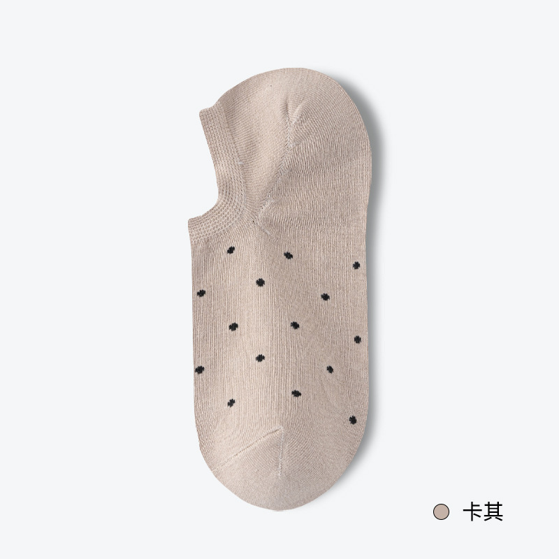 Calcetines Zhuji para mujer, calcetines de barco de lunares, calcetines finos de primavera y verano para mujer, calcetines antibacterianos y desodorantes, calcetines de mujer deshuesados de todo fósforo