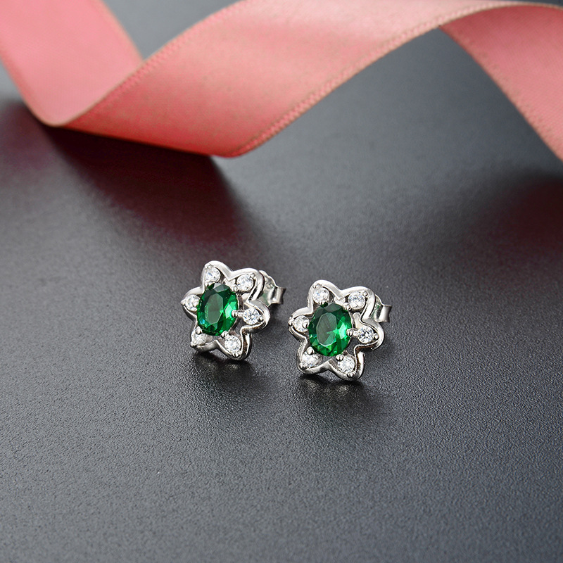 Pendientes de diamantes incrustados de joyería popular fresca estilo coreano s925 accesorios de circón de plata pendientes de flores elegantes de las mujeres