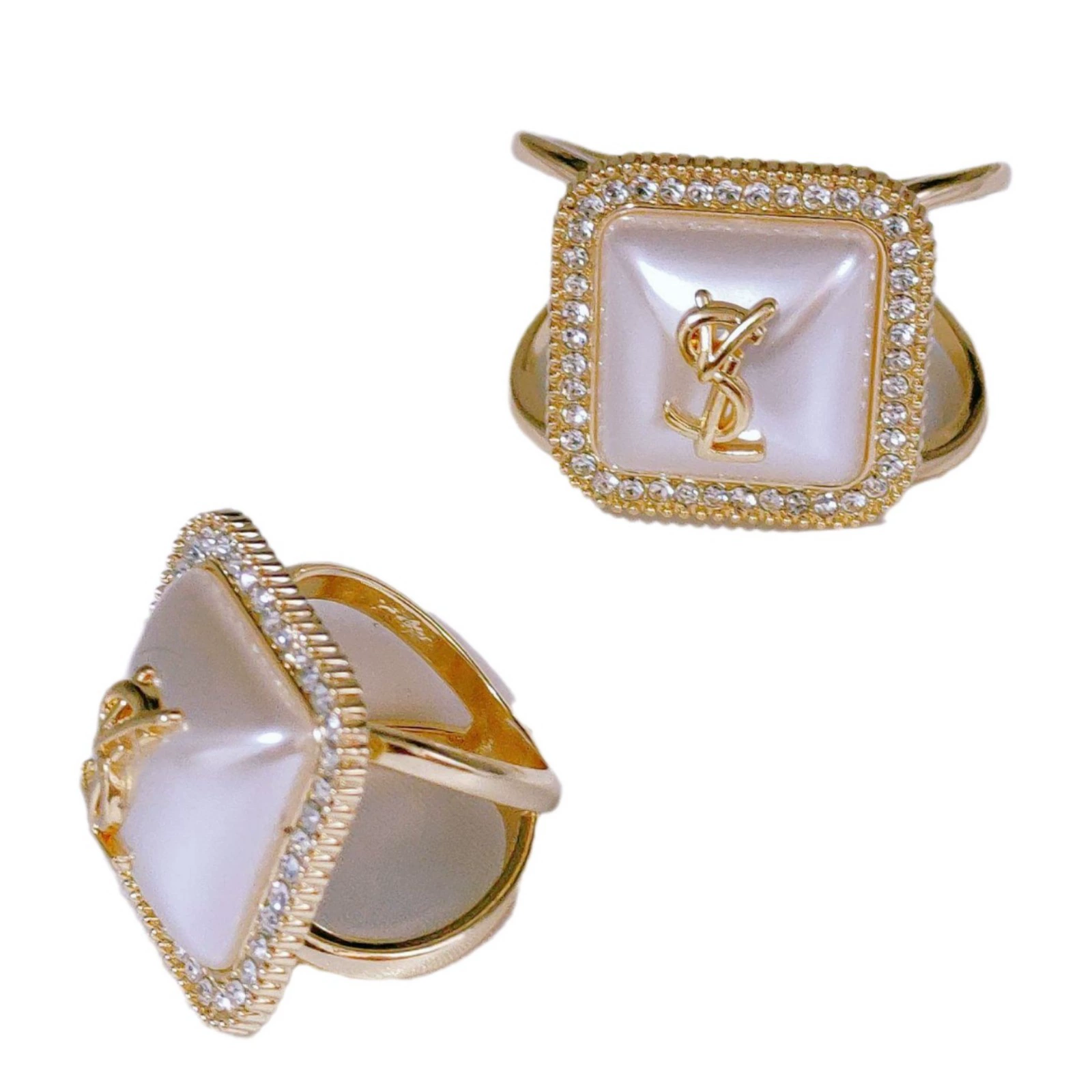 Square high-end belt from pearl, buckle, scarf, accessory, high-quality style