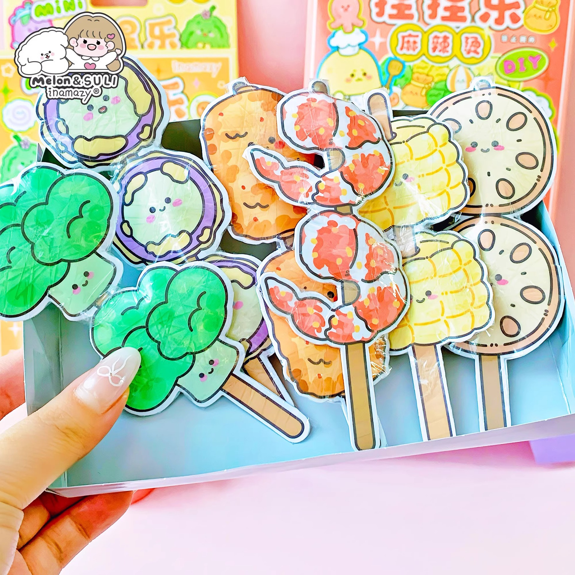 (2개) INAMAZY 스티커 중국 스타일 DIY 작은 수제 감압 미니 핀치 음악 세트 장난감 3 차원 조용한 책