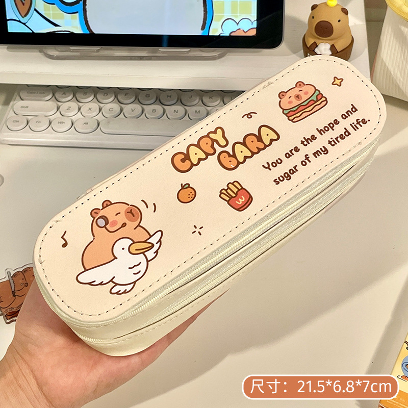 Estuche de lápices de doble capa para la temporada escolar de gran capacidad simple chica corazón lápiz caso estudiante lindo papelería lápiz Caso Premio regalo