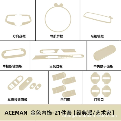 Special Electric Car Bmw Mini Interior Sticker Gold Aceman Air Outlet Screen J05 Central Control Panel Modification (Car interior film) - pure-electric-mini-j05-interior-21-piece-set-standard-configuration-champagne-gold