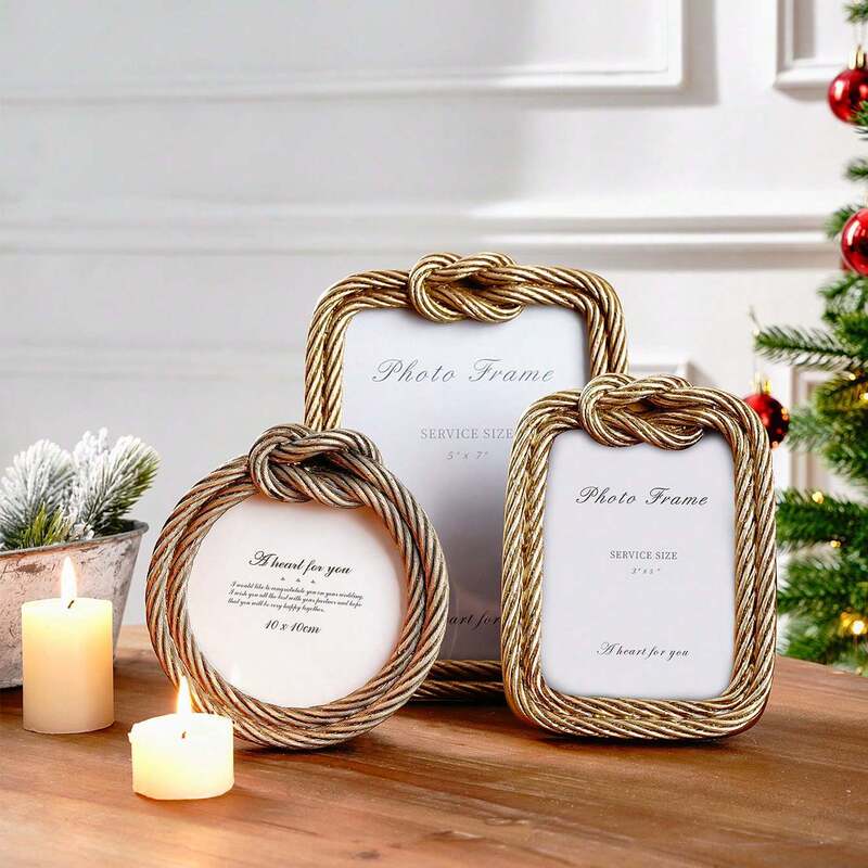 Creative Wire Rope Knot-Shaped Decorative Photo Frame Made of Resin, Suitable for Home Photo Decoration and Photography Props Creative Wire Rope Knot-Shaped Decorative Photo Frame Made of Resin, Suitable for Home Photo Decoration and Photography Props