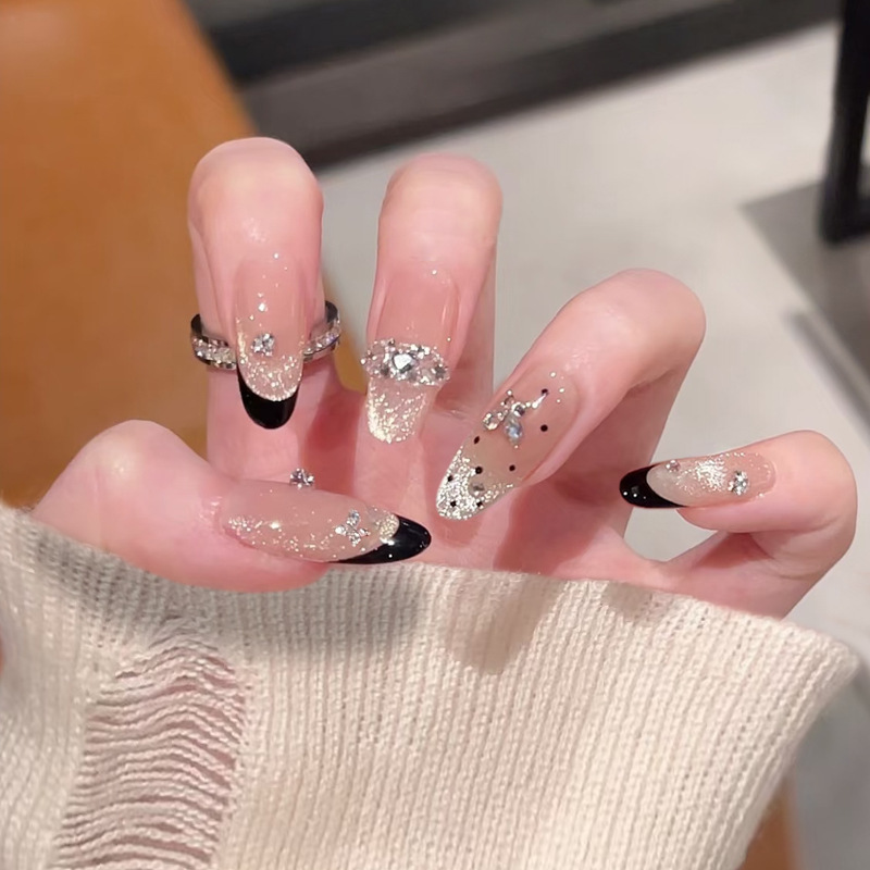 Fm-589 Wearable Nails Detachable Manicure Finished French Style Black Heavy Craft Long Pure Desire Handmade Seal Coating Fm-589 Wearable Nails Detachable Manicure Finished French Style Black Heavy Craft Long Pure Desire Handmade Seal Coating