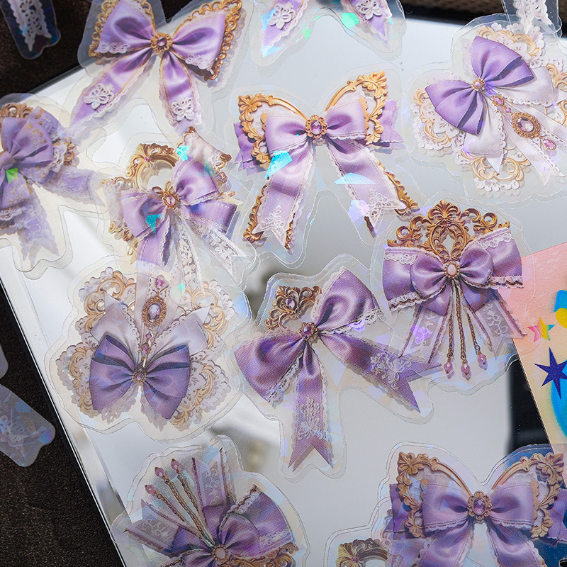 Butterfly Dancing Manor Laser Bow Stickers Bag DIY Diary Stickers Transparente Resistente al agua Pet Bow Stickers