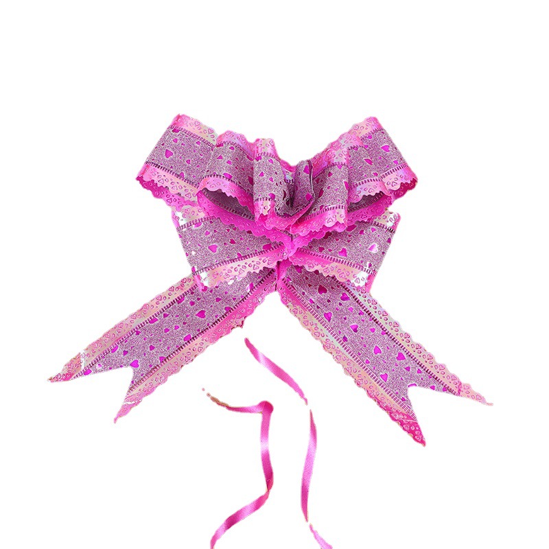 Cross-border 50 high-end gran mano tirado de flores brillo iris encaje lazo-atado regalo de navidad cinta decorativa