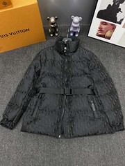 G家男女装冬季立领短款加厚保暖CD字母满印提花面包羽绒服外套