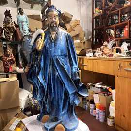 吕祖吕洞宾神像摆件石湾陶瓷公仔中式客厅玄关