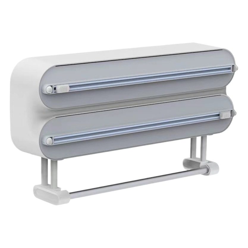 Wall-Mounted Cling Film Cutter Household Punch-Free Storage Rack Oil Paper Tin Foil Cutting Box Two-Way Sliding Knife Baking