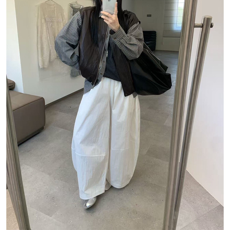 十三行2025秋新款港风复古皮衣马甲外套女装宽松圆领无袖坎肩上衣|undefined