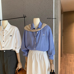 WGWE7205广州十三行女装2025秋装新款小个子小众翻领长袖衬衫上衣
