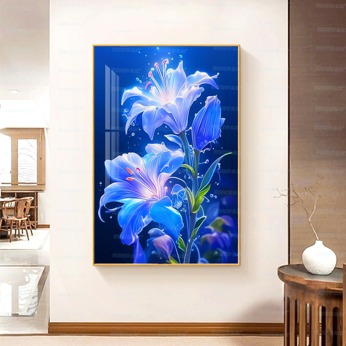 [Algodón importado] Mona Lisa real crucifijo de vidrio lirio nuevo decoración floral pintura colgante bordada a mano image 3