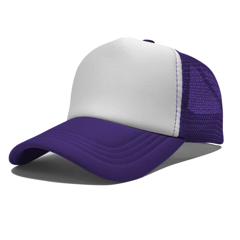 Gorra de malla de esponja con logo personalizado, gorra de béisbol de color sólido, comercio exterior transfronterizo, protección solar, gorra publicitaria con impresión personalizada, venta al por mayor.