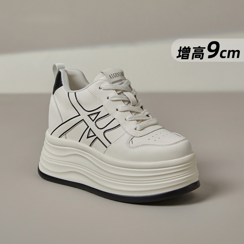厚底内增高9cm高级感银色小白鞋女2025秋季新款小个子休闲运动鞋|undefined