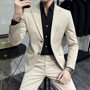 Groom's Wedding Suit 2024 New Suit Two-Piece Korean Style Single-Breasted Men's Draped Suit Suit Ready for Sale