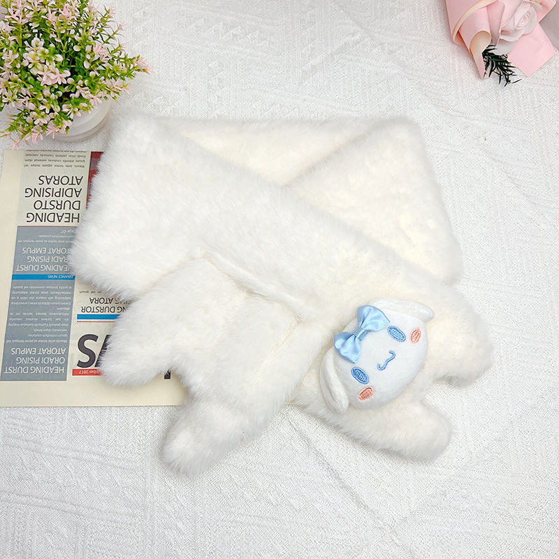 (Khăn quàng trắng Xiaoyugou) Bốn góc dày / Chiều dài khoảng 85cm