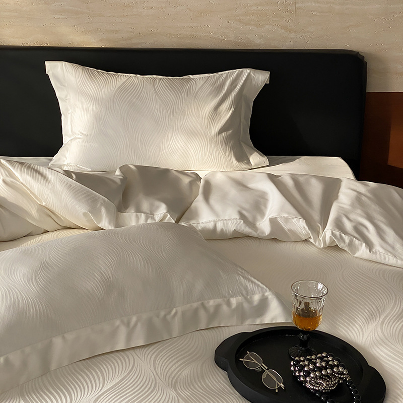 Parure de couette jacquard luxueuse ensemble linge de lit coton_voghion.com