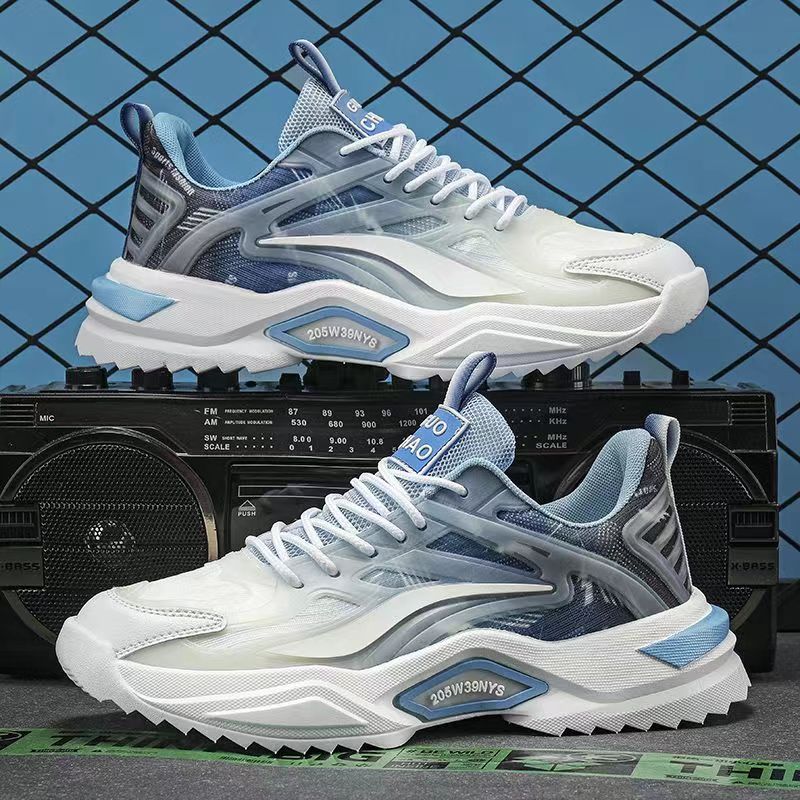 春季男鞋2024新款學生休閒運動鞋青少年網面老爹鞋子男款百搭潮鞋