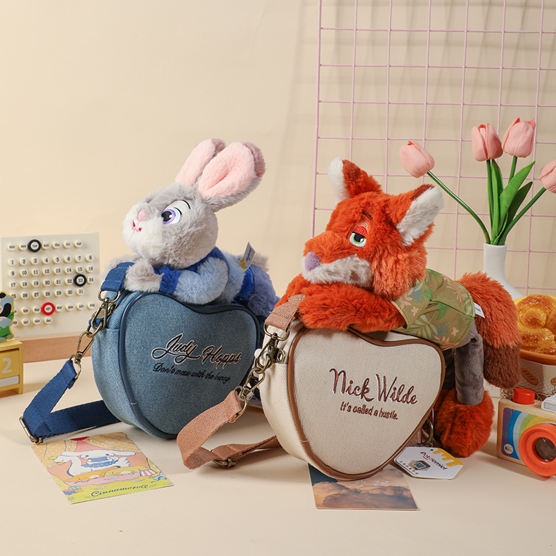 Disney Authentic Zootopia Judy Nick Stuffed Doll Lying Shoulder Bag Doll Saddle Messenger Bag Fox