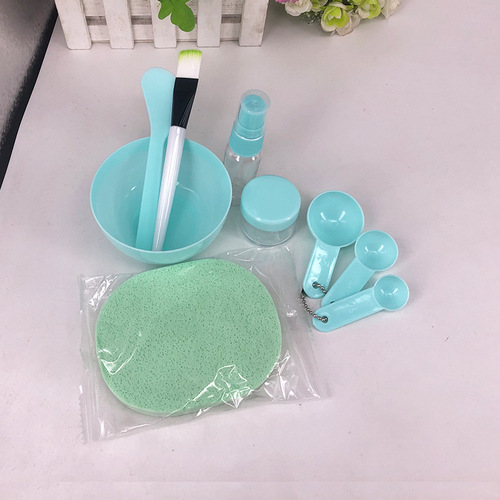New packaging DIY facial mask tool set medium size 9-piece set facial mask bowl stick brush measuring spoon spray bottle bubble bottle face wash puff