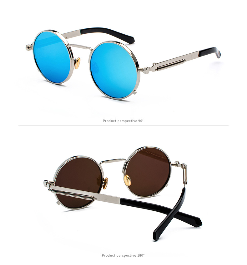 35g Weight Full Frame Glasses Structure Sunglasses Classification Ac, UV400 Protection Lens Material Round Frame Glasses Style Party, Street Occasion Solid Color Pattern All Seasons Season Men's Gender Punk, Streetwear Style Punk Streetwear Solid Color Ac UV400 Protection Round Frame Full Frame Women's Sunglasses 4