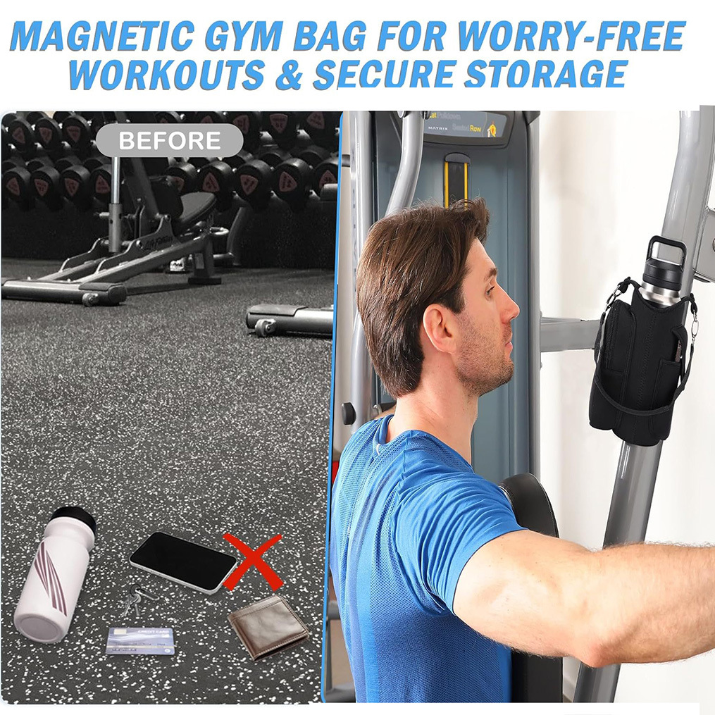 Magnetic Insulated Water Bottle Bag, Diving Material Ice Cup Cover, Outdoor Crossbody Tote Bag, Magnet Fitness Sports Water Cup Bag