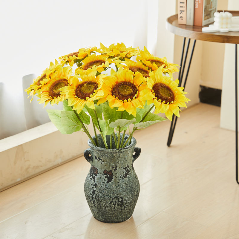 清新单支向日葵仿真花奶油系家居客厅餐桌假花装饰摆设新款假花详情1