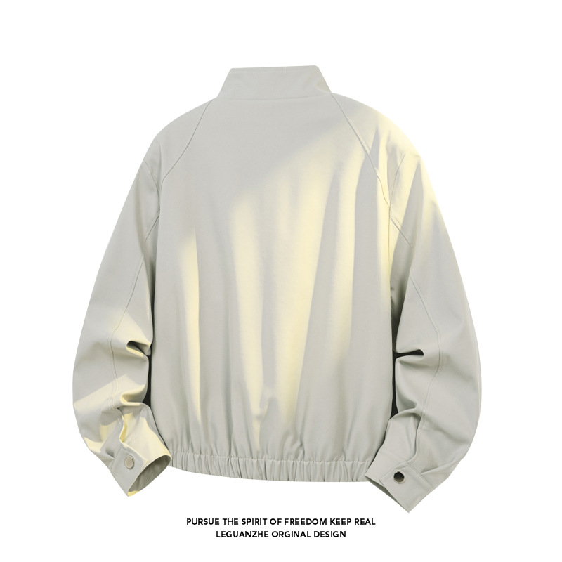 Cleanfit Deconstructed Three-proof For Men, Spring Trendy American-style Short Workwear Jacket With Stand-up Collar,_voghion.com