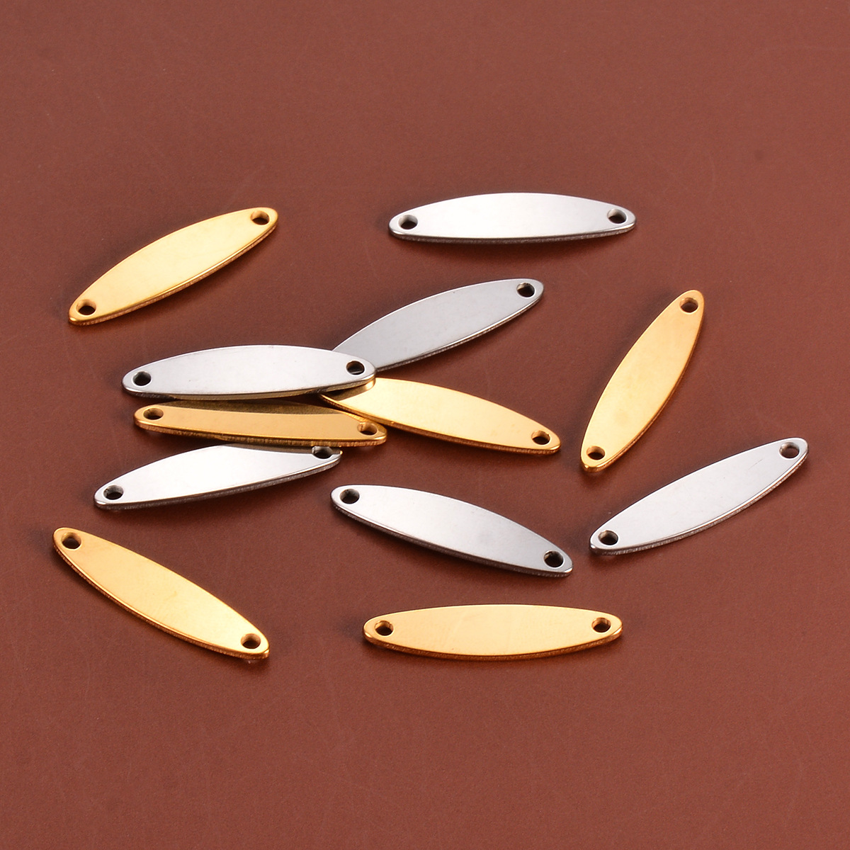 Plating Craft 20 PCS/Package 6*25mm 304 Stainless Steel Customization Laser Engraving Solid Color Pendant DIY Jewelry Accessories