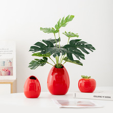 蜀门创意桃子水果陶瓷小花瓶客厅餐桌水培绿植装饰高级感插花花器