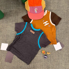 男の子半袖Tシャツ子供夏服2025新作薄手カジュアルファッショントップス女の赤ちゃん偽ツーピース服3