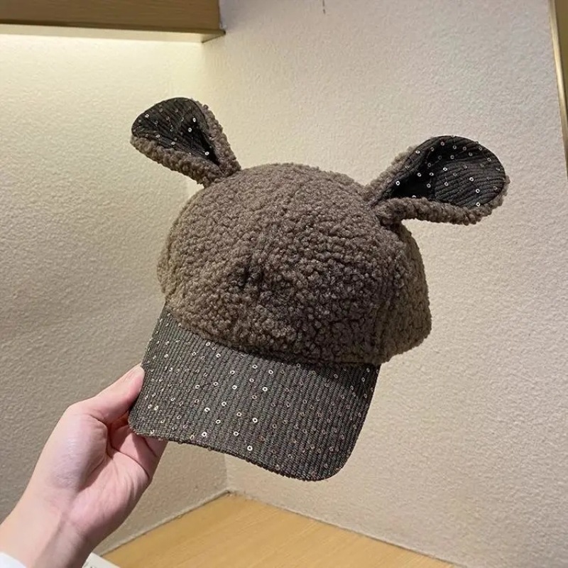 Women's Cute Sweet Bunny Ears Sequins Curved Eaves Baseball Cap display picture 3